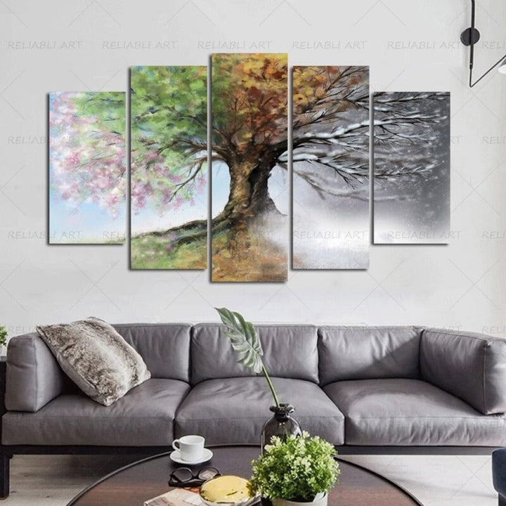 5 Panels "Saisonale Baum"-Veggkunst Modulære Bilder Plakat | Skanto