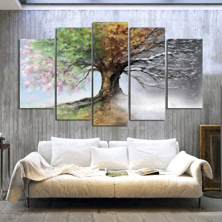 5 Panels "Saisonale Baum"-Veggkunst Modulære Bilder Plakat | Skanto