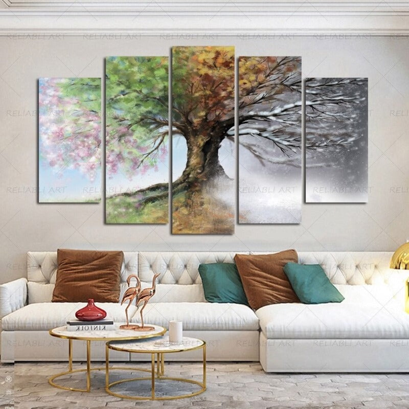 5 Panels "Saisonale Baum"-Veggkunst Modulære Bilder Plakat | Skanto
