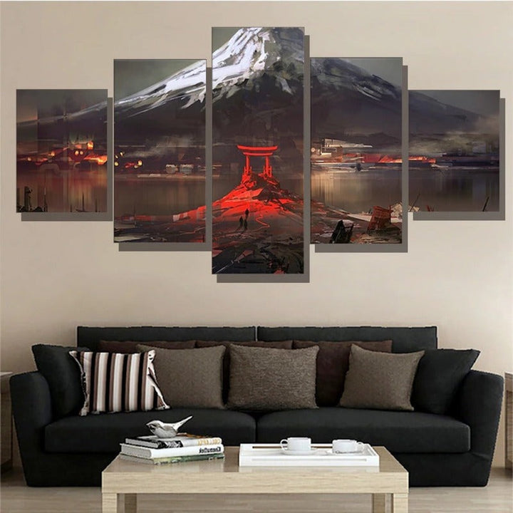 5 stk Abstract Art "Mount Fuji Japan Drawing"-veggkunst plakat | Skanto
