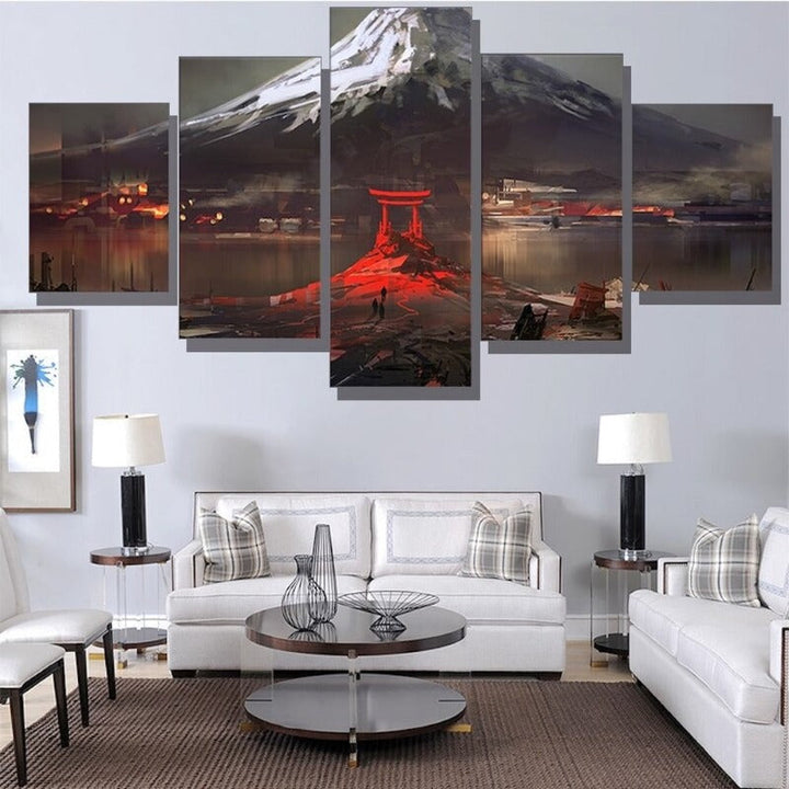 5 stk Abstract Art "Mount Fuji Japan Drawing"-veggkunst plakat | Skanto