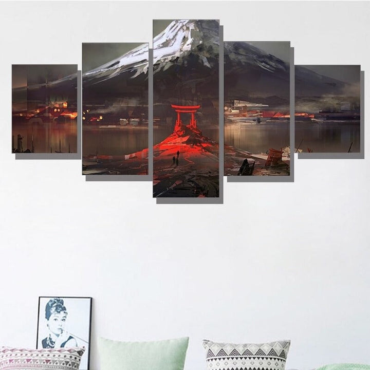 5 stk Abstract Art "Mount Fuji Japan Drawing"-veggkunst plakat | Skanto