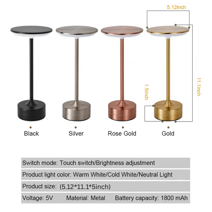 Skanto | USB-oppladbar LED berøringssensor bordlampe