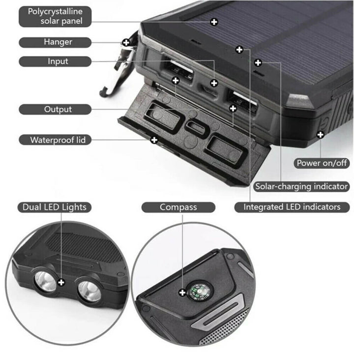 Skanto | Solenergi Power Bank Vanntett Dual USB Lader