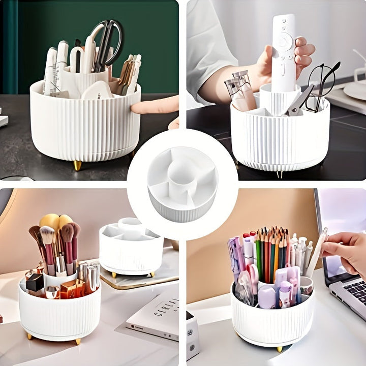 Skanto | GlamSpin – 360° Rotasjon Sminke & Skrivebordsorganisator med 5 Rom