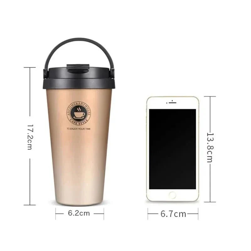Isolierter Edelstahl-Reisebecher | 500 ml, auslaufsicher og doppelwandig