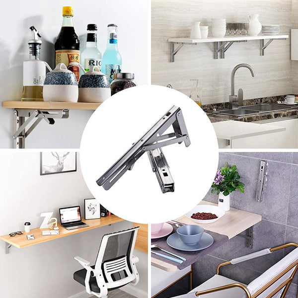 Sammenleggbar brakett | 2 sett tykk rustfritt stål sammenleggbar bordbrakett | Skanto