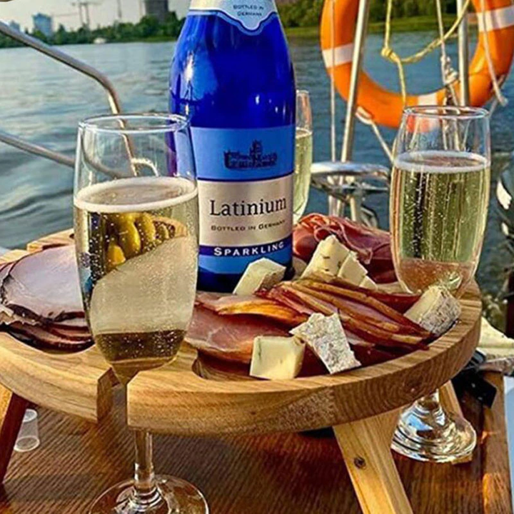 Tremini Utendørs Sammenleggbart Picnicbord - Med Glassholder | Skanto