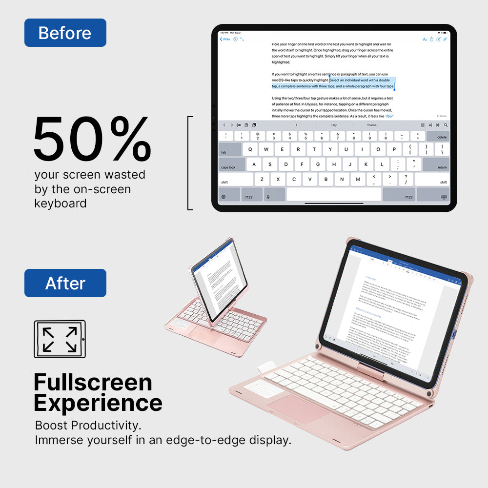 Skanto | Trådløs tastaturdeksel for iPad - Roterende design