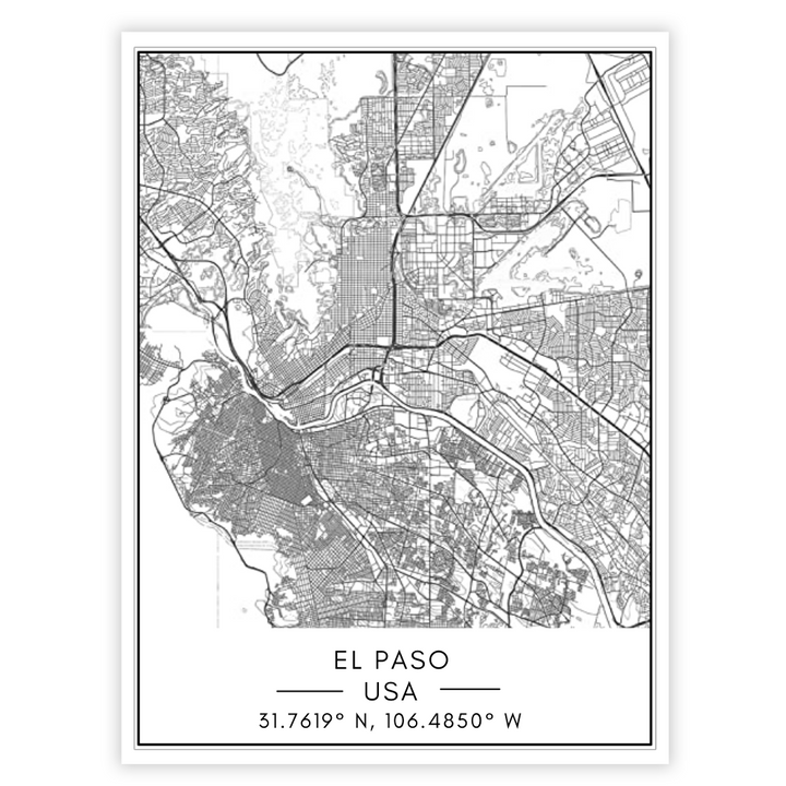 El Paso bykart - Lerret Veggkunst Maleri