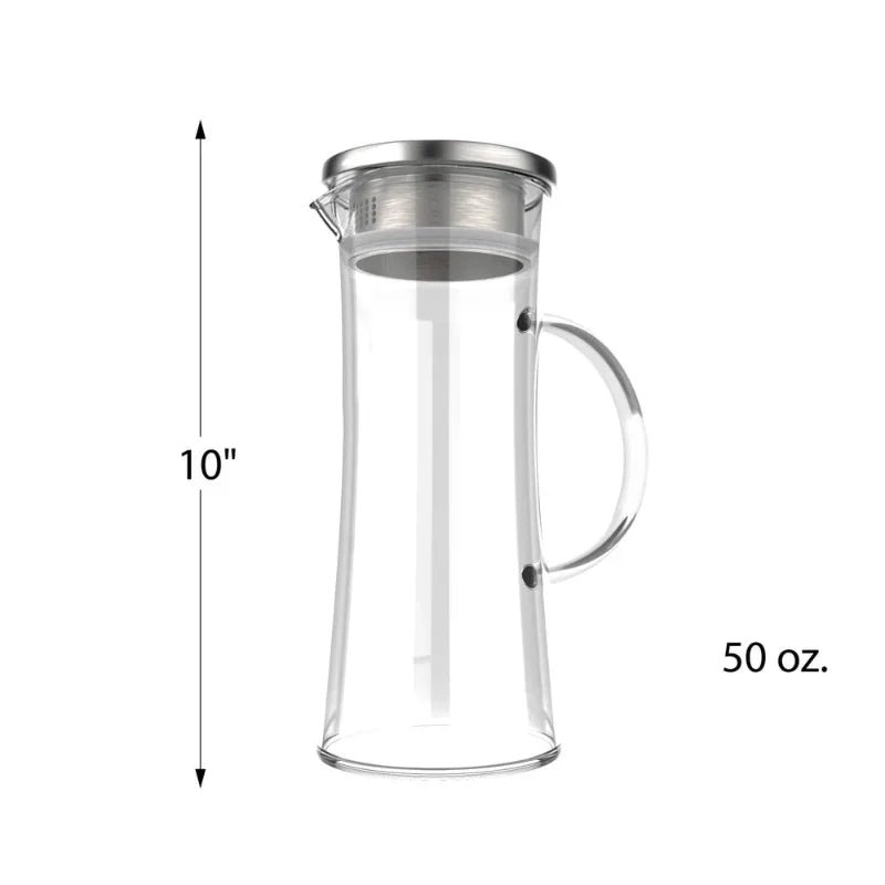 50oz Varmeresistent Glasskanne med Rustfritt Stål Filter lekkasje lokk | Skanto