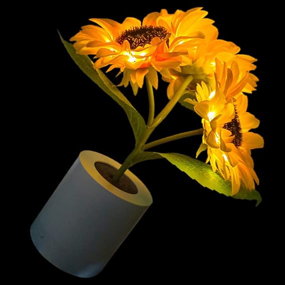 Skanto | LED Solsikke Bordlampe - Dekorativ Belysningsinnretning for Hjemmedekorasjon & Nattbordbruk