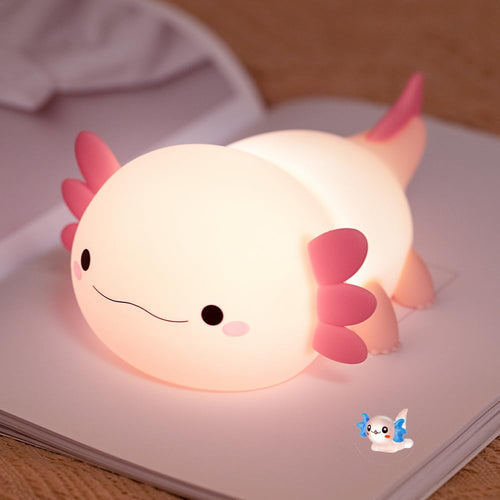 Skanto | Søt Axolotl Nattlampe For Barnerom, Dyre Silikon Barnerom Nattlampe Berøringskontroll Nattlys USB Oppladbar Nattbordslampe