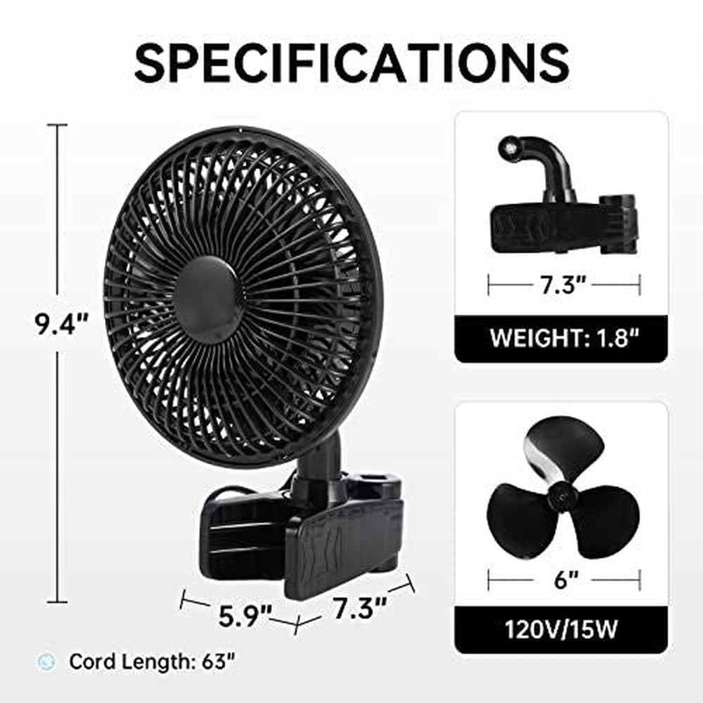 Grow Tent Poles Clip Fan Monkey Fan 6inch svart | Skanto