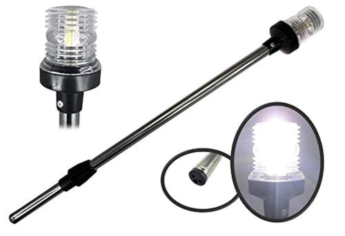 Skanto | Pactrade Marine 12V Marine Båt Yacht Ponton Navigasjon Ankerlys 360 grader Rundt Naturhvit Led Sprutsikker Svart Kapsling Uscg Sertifisert Godkjent (Plug-In Base (H=25