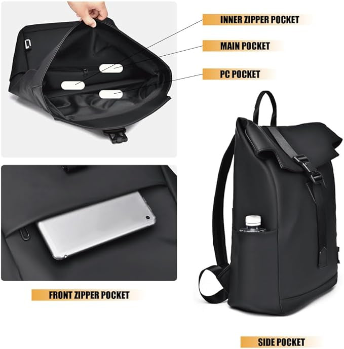 Skanto | Vanntett Reise- & Pendler-Ryggsekk – USB, Lett & Romslig