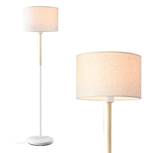 Skanto | Lalisu Moderne Hvit Gulvlampe - Mid-Century Bondehusdesign Med Lin Skjerm For Stue
