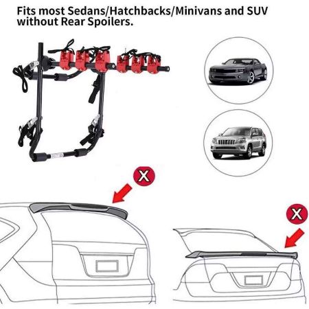 Skanto | 3-Sykkel Bagasjerommontert Sykkelstativ for Sedaner, Kombi, Minibiler og SUV-er
