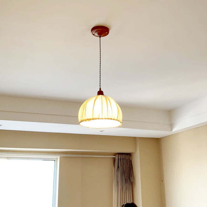 EcoLume - Minimalistisk skandinavisk LED Pendellampe Beige Tørkle, Justerbar for Stue og Spisestue | Skanto