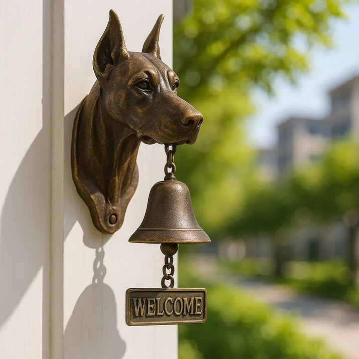 Skanto | Velkommen Klokke Shepherd Bronse – Elegant Veggklokke med Tysk Shepherd Design