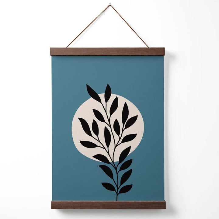 Blå og beige bohemsk grafisk plakat med blomstermønster og oppheng