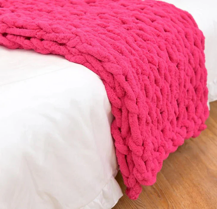 Skanto | Chenille Chunky Strikket Teppet, Tykk Kabel Strikket Plagg for Sofa Seng Sofa
