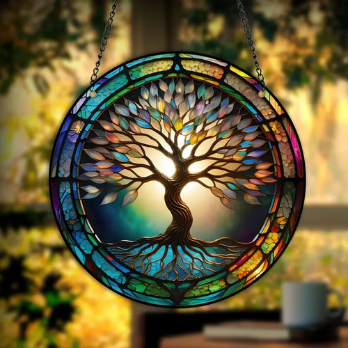 Wandbilde med Baummotiv fra Buntglas, hengende