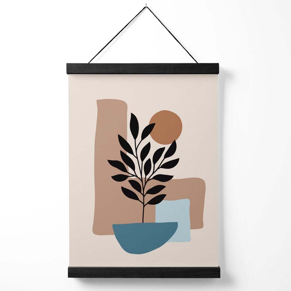 Brun, beige og blå bohemsk blomsterplakat med oppheng