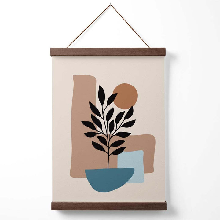 Brun, beige og blå bohemsk blomsterplakat med oppheng