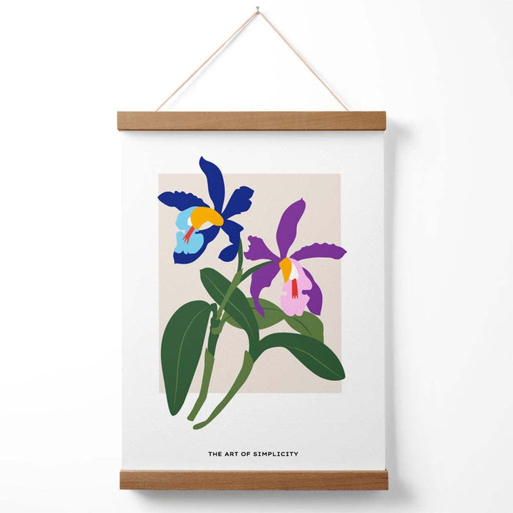 Markedsplakat med blåfiolette irisblomster (enkel design) med oppheng