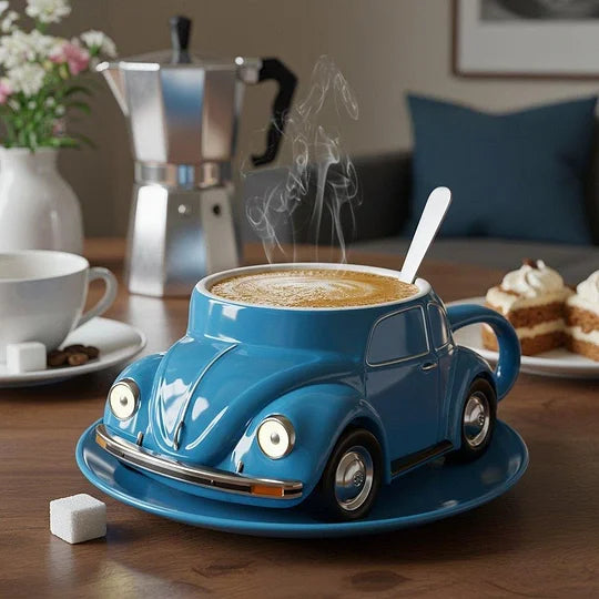 RetroAuto Keramisk Kaffegruppe – Unik 3D Design for Kaffe & Te | Skanto