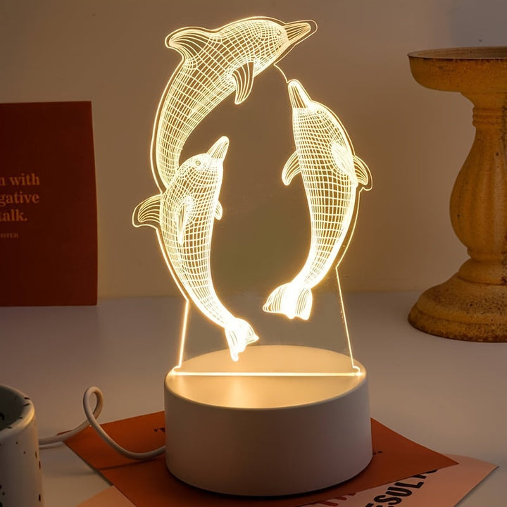 GeoDolphin - Trendy 3D Illusion Bordlampe Skanto