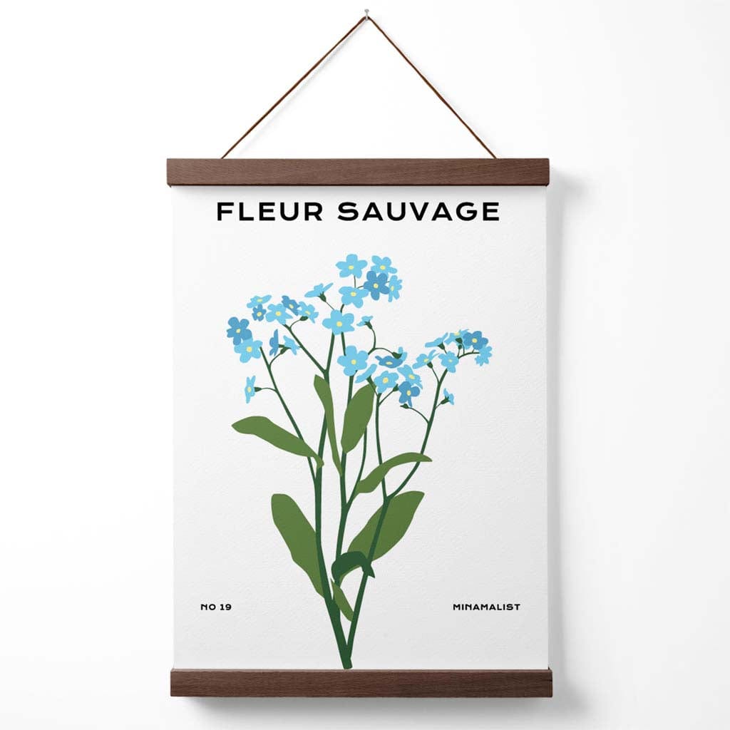 Blå Forglemmegei-blomstermarked – Minimalistisk plakat med oppheng