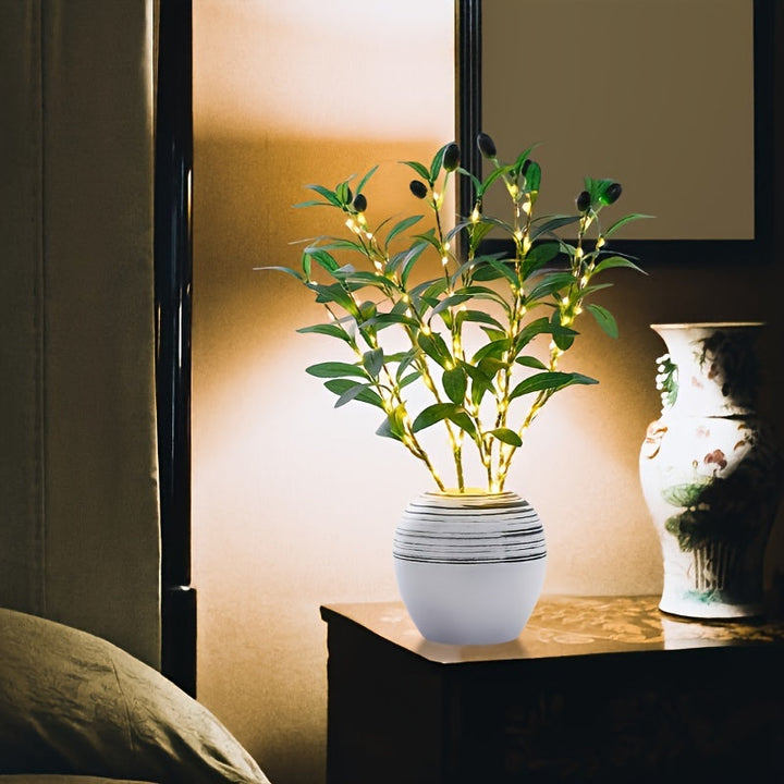 LumiTak – Elegant Olivengren LED Bordlampe Skanto