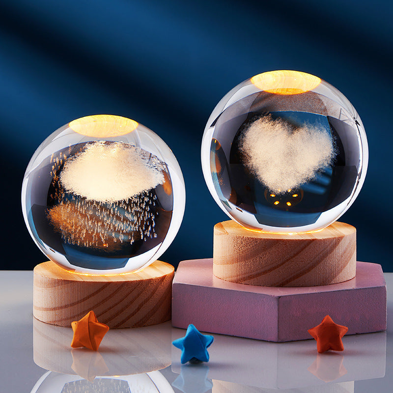 CrystalLight - 3D Krystall Nattlampe med LED-belysning | Ambient Belysning for Soverom eller Stue | Skanto