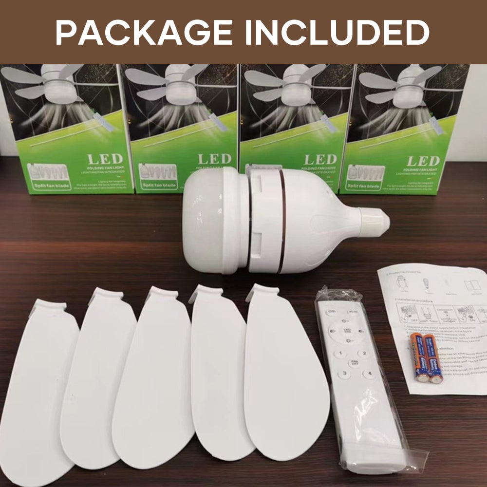 2-i-1 LED Taklampe Vifte med Fjernkontroll, E27/B22 Base | Skanto