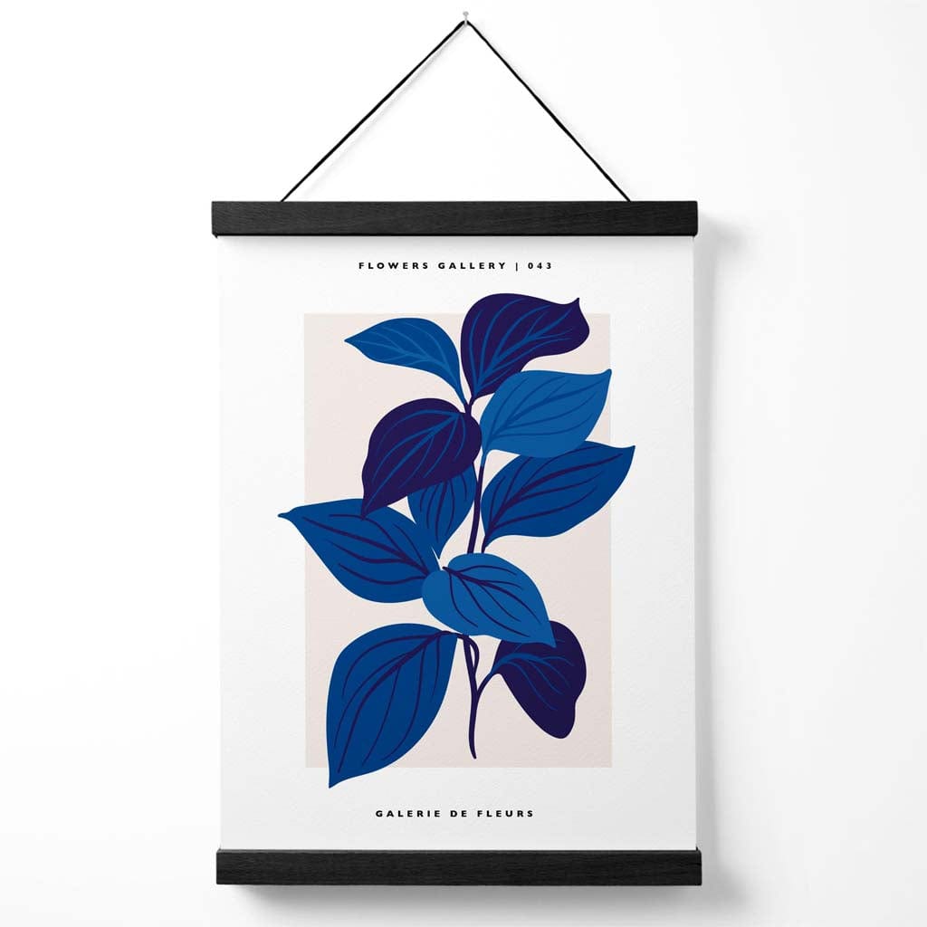 Utstillingsplakat for blomstermarkedet «Blue Botanicals» med oppheng