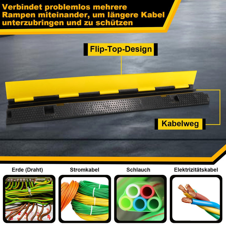 Kabelbro gummikabelbeskyttelsesmatte 3 stk | Skanto