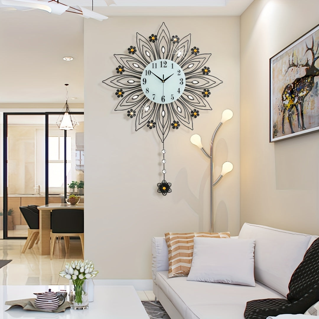 Elegant Floral Wall Clock with Luxurious Gold Accents | Skanto