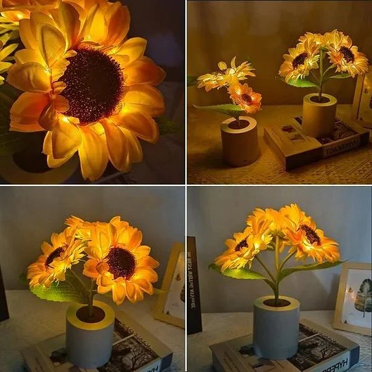 Skanto | Solsikke Lampe Kunstig Solsikke i Potte med LED Lys til Valentine's Day, Morsdag og Fødselsdagsgaver