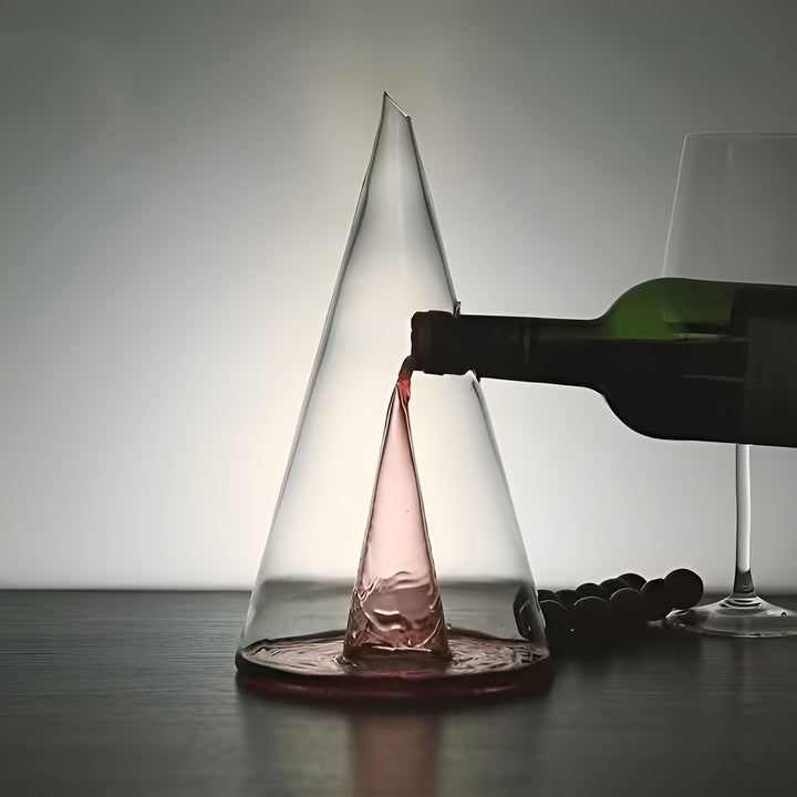 Rødvinskaraffel laget av glass – Stilig aerasjon med fossefallhelling | Inkluderer kjølekontainer | Skanto