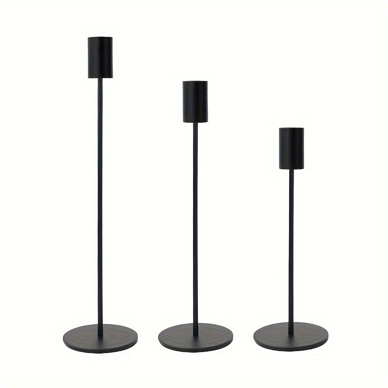 ElegantGleam | 3-delt metall lysestaksett for bord Skanto