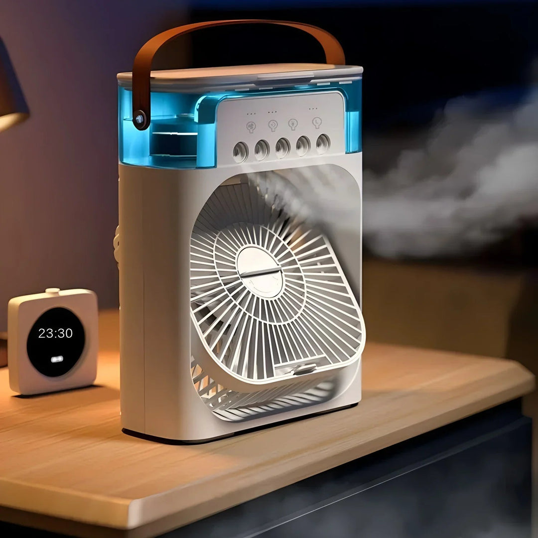 Skanto | 3-i-1 Luftkjøler, Avfukter & Vifte med LED-lampe – Bærbar USB-klimaanlegg for Hjem & Kontor