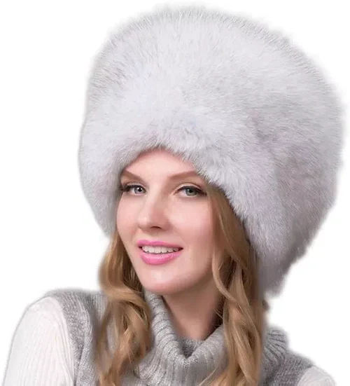 100% naturlig Fuchspelzmütze für Damen, dicke Pelzmütze, warme Wintermütze, modische Damenmütze med Ohrenschützern
