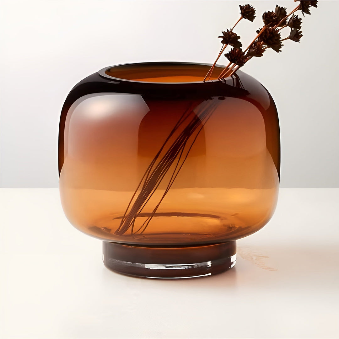 Skantoown glasshåndvase – minimalistisk og dekorativ | Gjennomsiktig interiør for blomster, hydroponikk og moderne planter i ravfarget