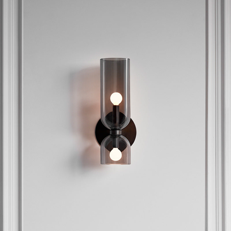 Glaswandleuchte med Doppellampen-Design