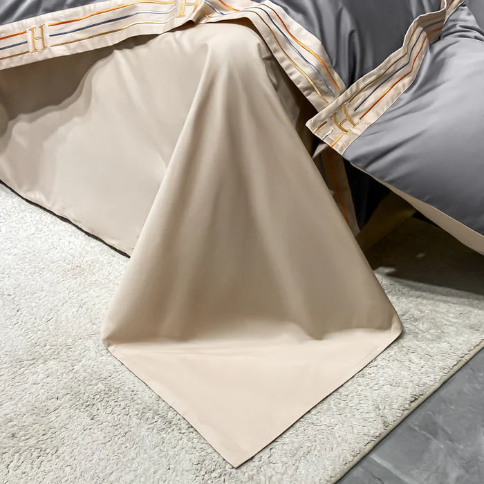 Satin Bomull Brodert Sengetøy Sett - Luxora | Skanto