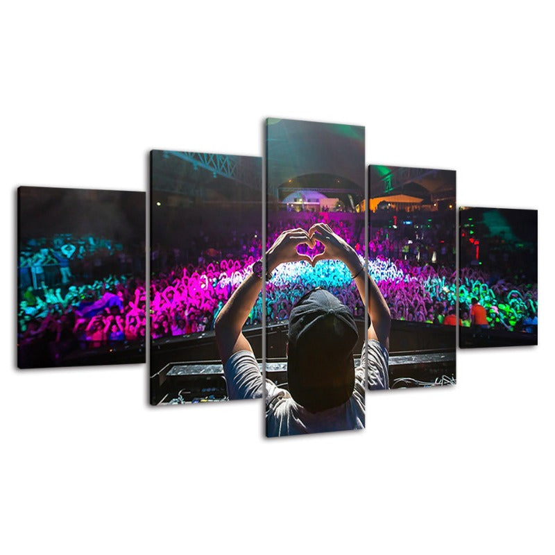 5-delt overfylt DJ-konsert - lerret veggkunstmaleri | Skanto
