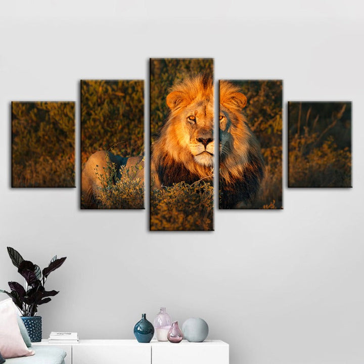 5 Pcs Divine Sunset Lion - Canvas Wall Art Painting | Skanto