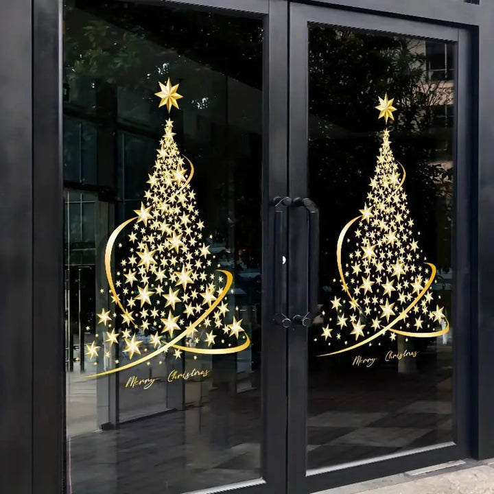 Skanto | Gyldne juletre vindusdekorasjoner klistremerker for glass